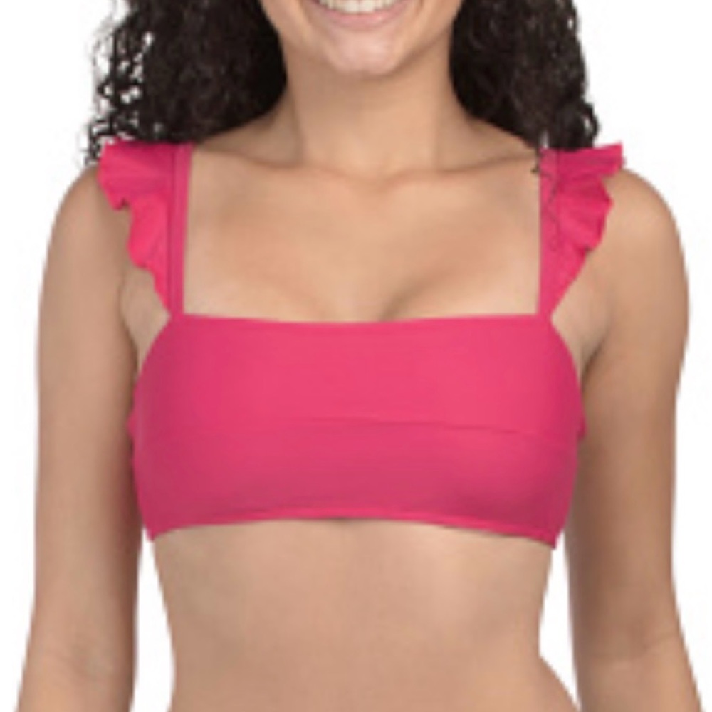 Summersalt Vibrant Pink Ruffle Strap Bikini Top Size 18 NWT